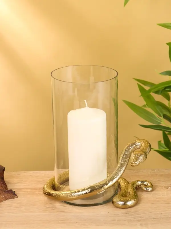 Подсвечник "Золотой полоз" алюминий 21х20х15,5 см