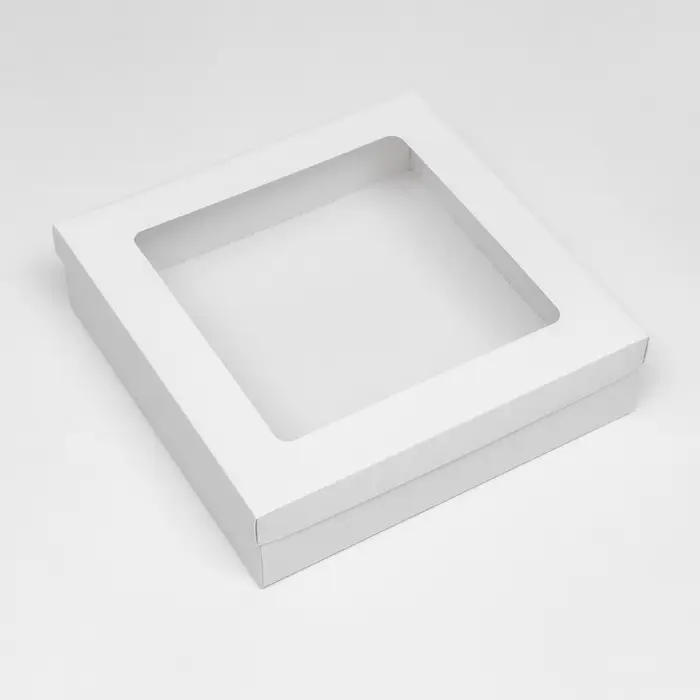 Коробка подарочная складная, упаковка, крышка-дно, с окном, белая, 30&times;30&times;8 см