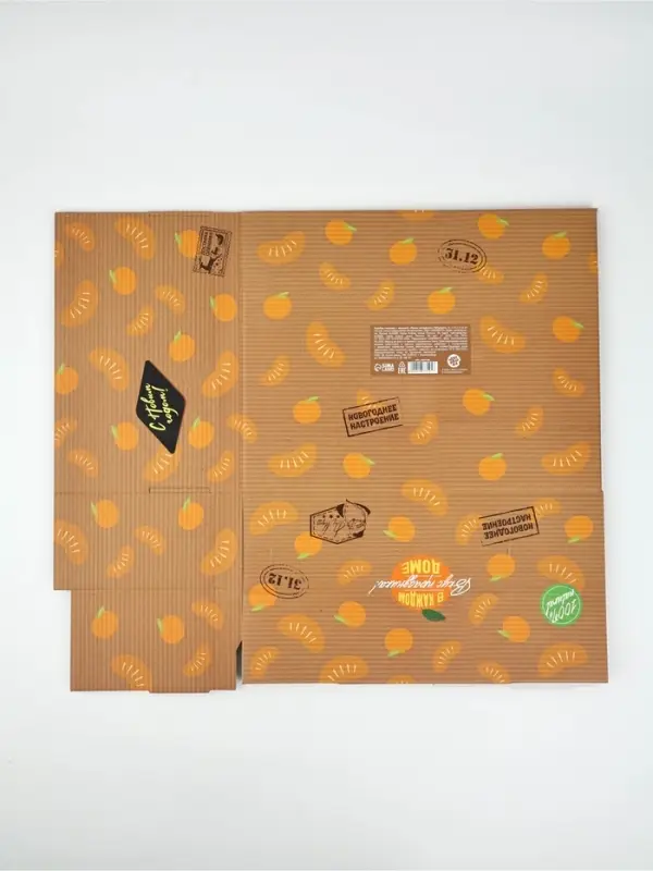 Коробка складная, с крышкой, Коробка складная, с крышкой, "Яркие мандарины",Чебурашка, 31 х 25,5 х 16 см