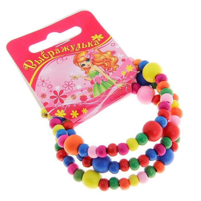 Браслет-пружинка детский «Выбражулька» бусинки, три ряда, цветной