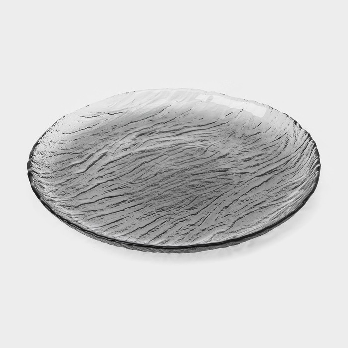 Тарелка стеклянная десертная «Вулкан», d=19 см, цвет графит Тарелка стеклянная десертная «Вулкан», d=19 см, цвет графит