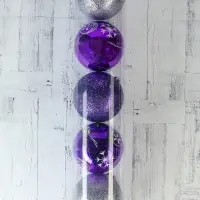 Ёлочные игрушки &laquo;Барбара&raquo;, шары новогодние, d=14 см, набор 5 шт., серебристо-фиолетовый