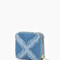 Кошелёк женский на молнии 8.5&times;2&times;11 см, джинсовый, голубой