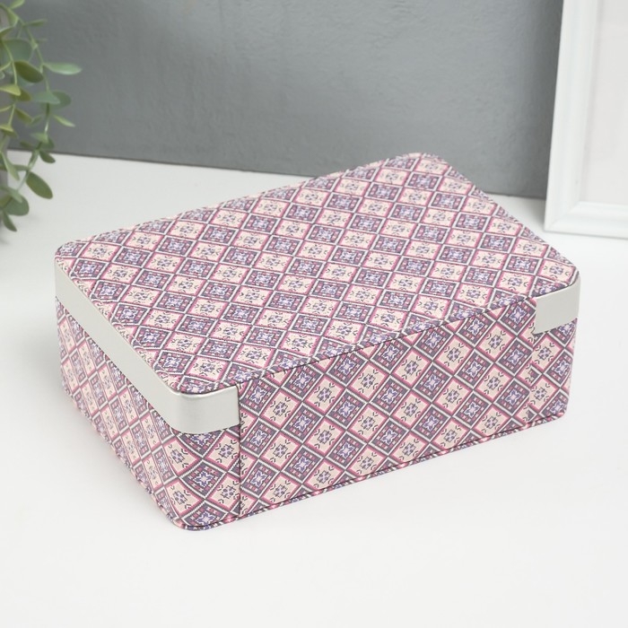 Шкатулка кожзам для украшений Шкатулка кожзам для украшений "Мозаика из плитки" синяя 16,3х24х8,5 см