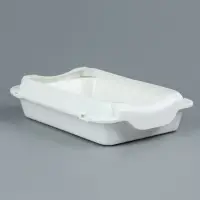 Туалет средний с бортом и сеткой 36&times;26&times;9 см, лоток+сетка+борт белый