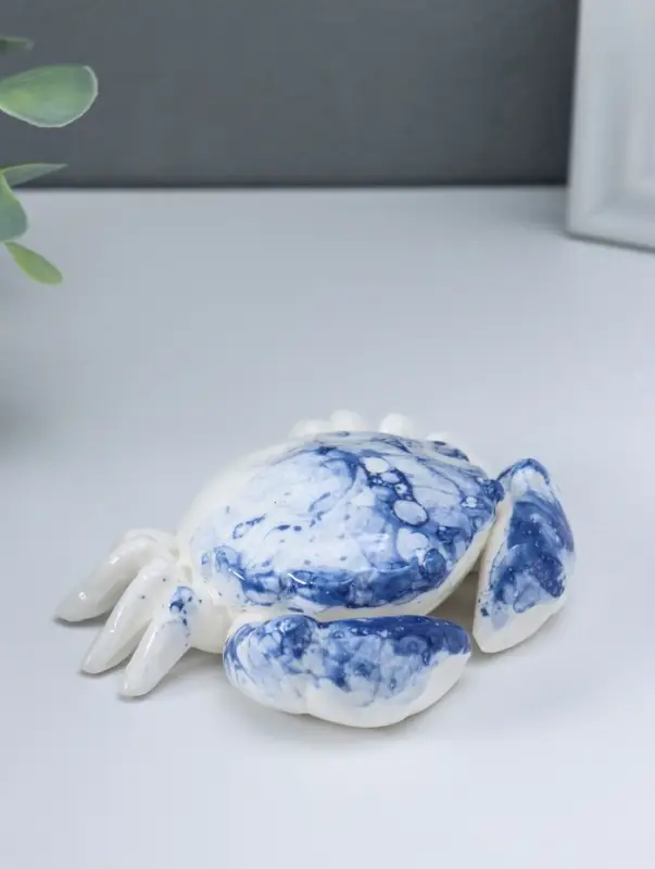Сувенир керамика "Краб" бело-синий 10,8х8,4х3 см