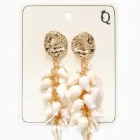 Серьги "Морской мир" ракушечки маленькие, цвет белый в золоте