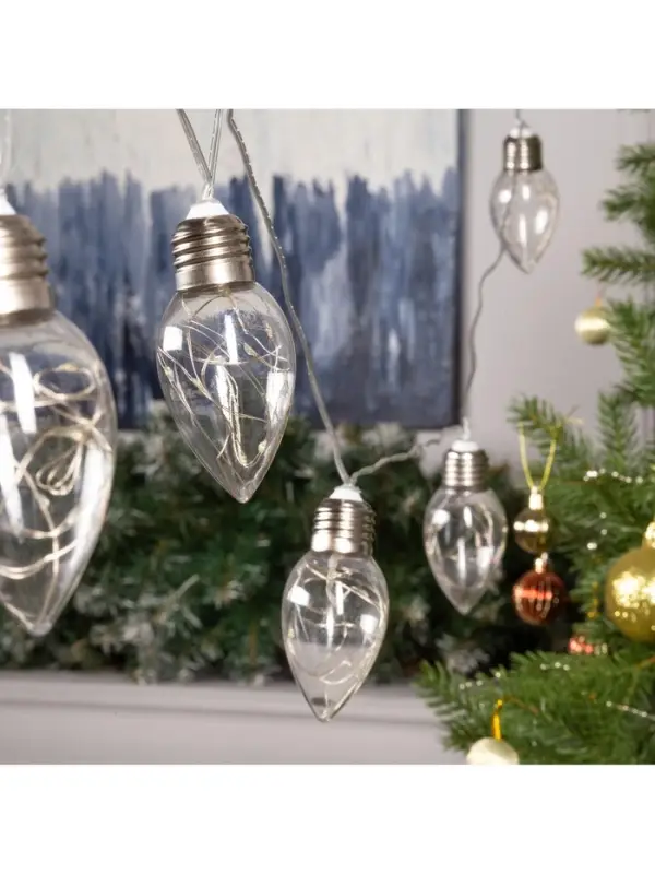 Гирлянда &laquo;Нить&raquo; 3 м с насадками &laquo;Лампочки капля&raquo;, IP20, прозрачная нить, 80 LED, свечение белое, 8 режимов, 220 В