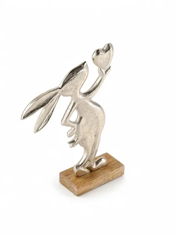 Сувенир &laquo;Заяц с сердечком&raquo;, 18&times;5&times;25 см, алюминий, дерево