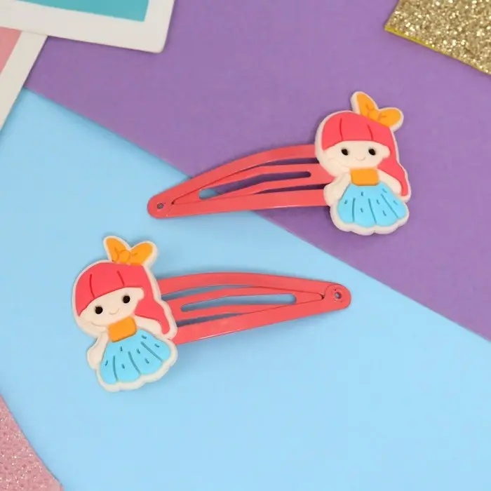 Невидимка для волос "Адель" (набор 2 шт) крошка, 5,5 см, красный