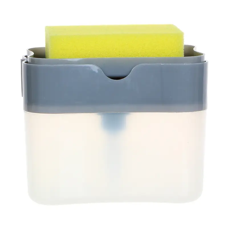 VETTA Дозатор для моющего средства с губкой, пластик, 14x9x11 см, серый