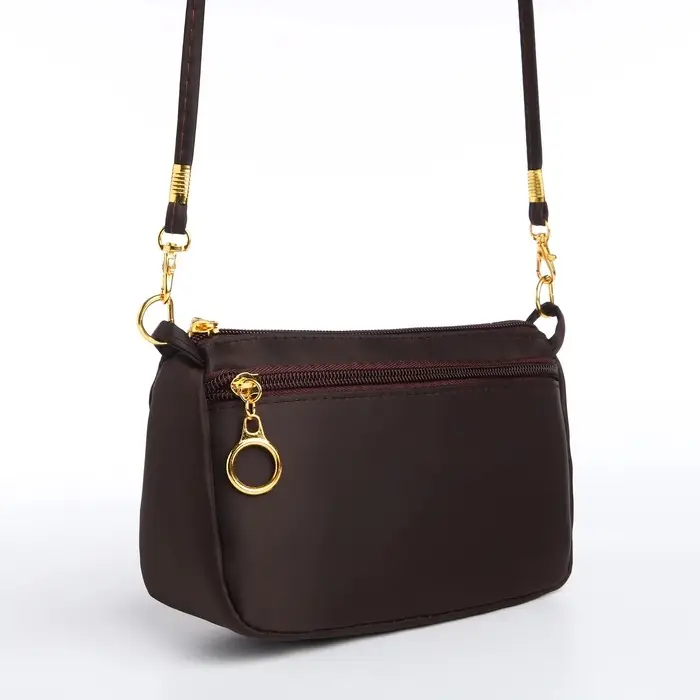 Сумка женская кросс-боди на молнии, 18×6.5×12 см, коричневая Сумка женская кросс-боди на молнии, 18×6.5×12 см, коричневая