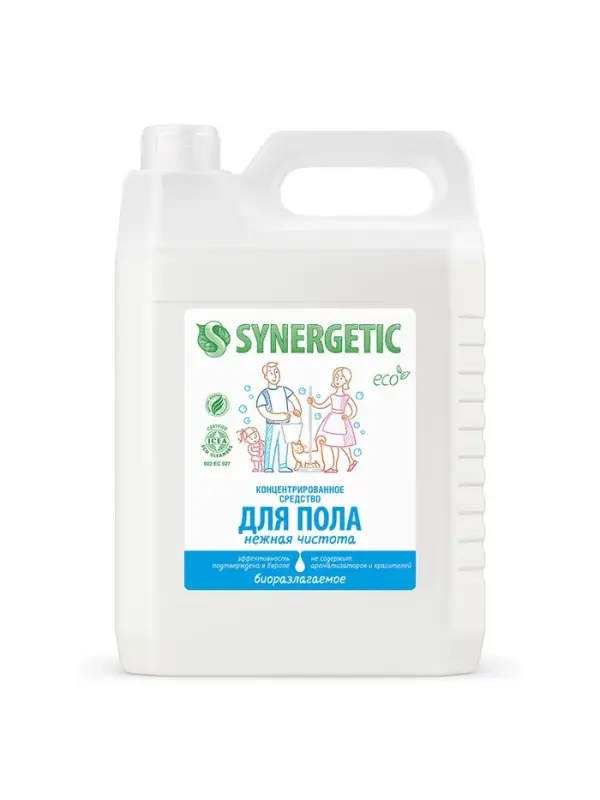 Средство для мытья пола и поверхностей Synergetic &laquo;Нежная чистота&raquo;, без отдушек, биоразлагаемое,5 л