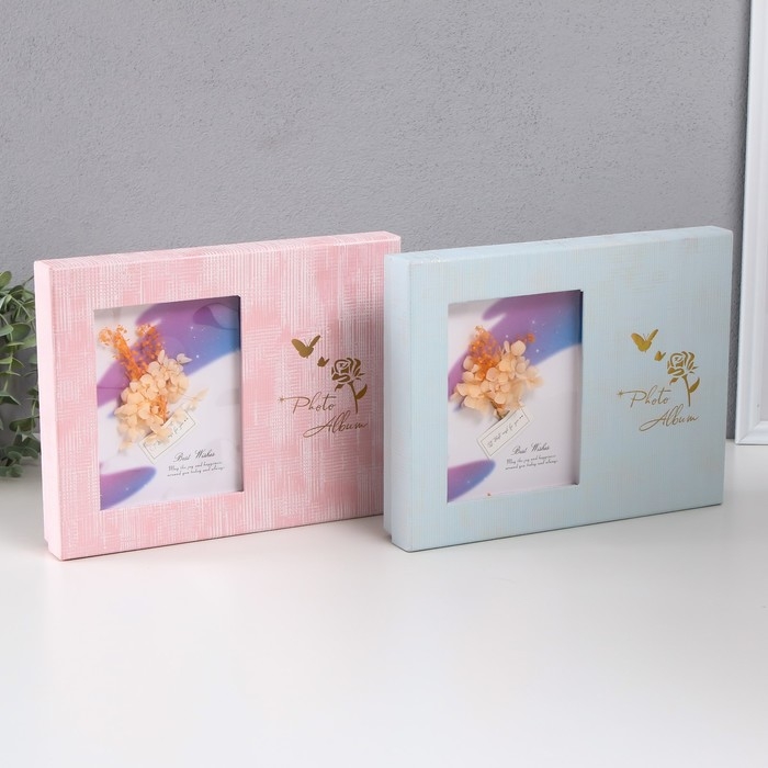 Фотоальбом на 200 фото 10х15 см Фотоальбом на 200 фото 10х15 см "Букетик в рамке" в коробке МИКС 4,5х20,5х26,5 см
