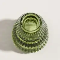 Стеклянный подсвечник на 1 свечу &laquo;Ёлочка гофре&raquo;, зелёный, d=2.2 см, 6.3&times;6.3&times;8 см