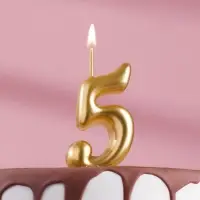 Свеча для торта золотая &laquo;Цифра 5&raquo;, 5.5 см