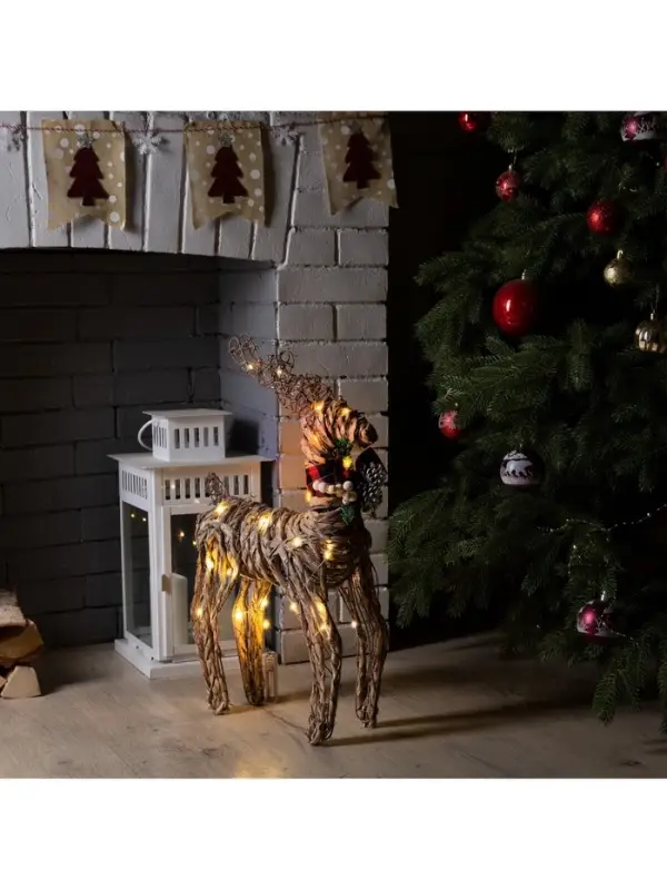 Светодиодная фигура &laquo;Олень&raquo; 32&times;60&times;10 см, текстиль, металл, от батареек AAх2, свечение тёплое белое