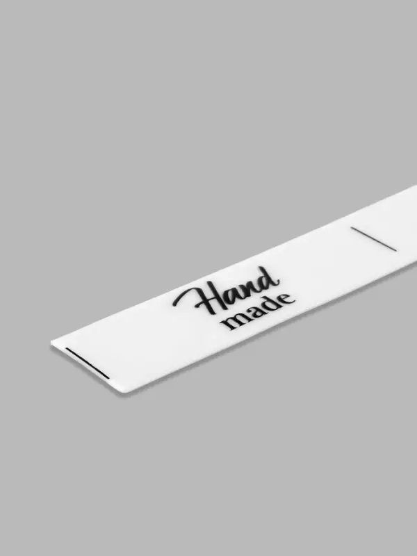 Нашивки на ленте Hand made, 5&times;1.5 см, белые, чёрные