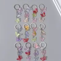 Брелок пластик "Цветные бабочки" 3 бабочки МИКС 2,5х7 см