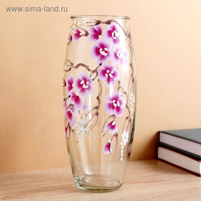 Ваза  Ваза "Сакура"роспись на проз.стекле, d-7см 10х23 см