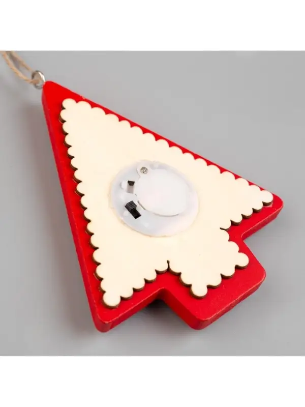 Ёлочная игрушка &laquo;Ёлка с Дедом Морозом и машиной&raquo;, 12.5&times;9.5&times;1.5 см, от батареек, свечение тёплое белое