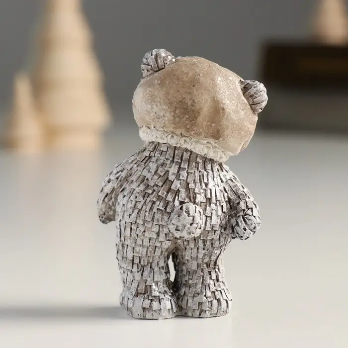 Фигурка полистоун &laquo;Мишка в шапке; колпаке, стоит&raquo;, серый, 4&times;3&times;7 см, МИКС