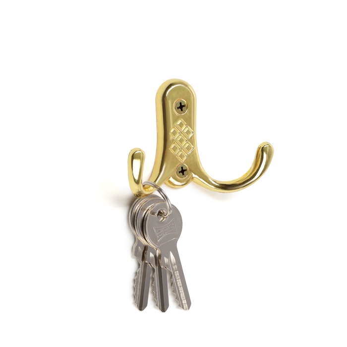 Крючок мебельный ТУНДРА TKD024 LIGHT, двухрожковый, золото Крючок мебельный ТУНДРА TKD024 LIGHT, двухрожковый, золото
