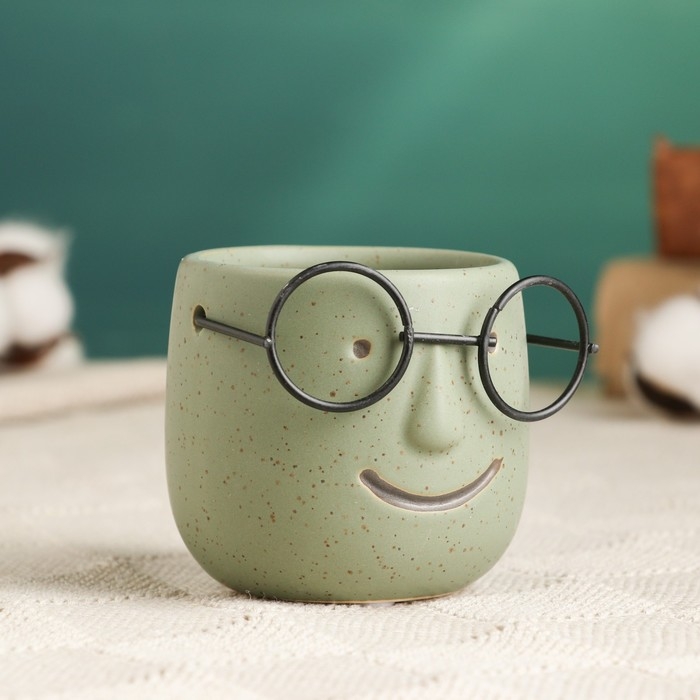 Горшок Горшок "Горшок который выжил" 7х7х7см, темно-зелёный