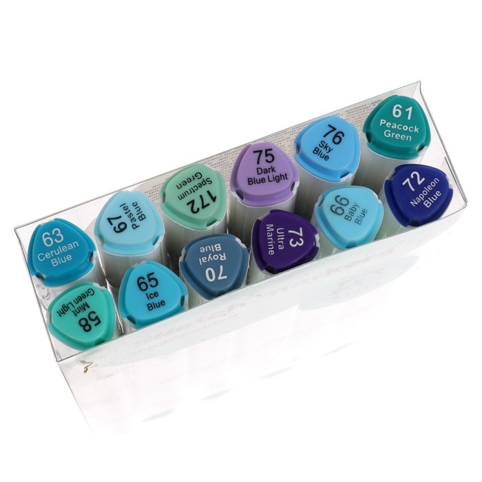 Маркеры для скетчинга двусторонние MESHU, 12 цветов (морские цвета) Маркеры для скетчинга двусторонние MESHU, 12 цветов (морские цвета)