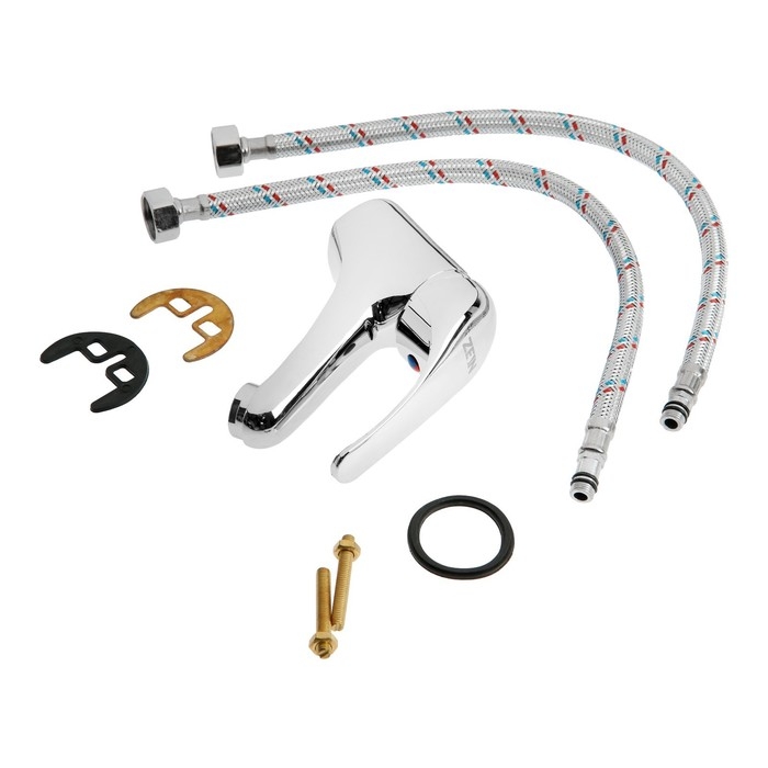 Смеситель для раковины ZEIN Z50152, однорычажный, картридж 35 мм, с подводкой, хром Смеситель для раковины ZEIN Z50152, однорычажный, картридж 35 мм, с подводкой, хром