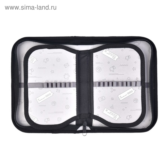 Пенал 3 секции, вкладка внутри, 140 х 210 х 40 мм, тканевый, Calligrata TOP Block  Пенал 3 секции, вкладка внутри, 140 х 210 х 40 мм, тканевый, Calligrata TOP Block "Волк графика"