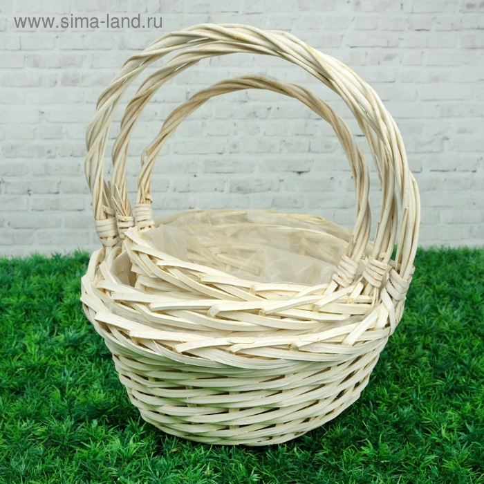 Набор корзин «Плетёнка», 3 шт, 30,5×13/34,5 см, 25×11/31 см, 20×9/25 см, ива Набор корзин «Плетёнка», 3 шт, 30,5×13/34,5 см, 25×11/31 см, 20×9/25 см, ива