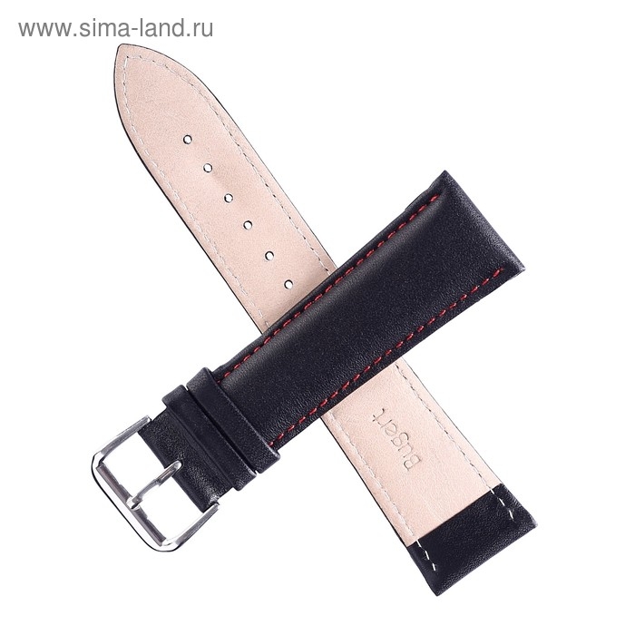 Ремешок для часов Ремешок для часов "Соломон" 24 мм, натуральная кожа, l-20 см, черный