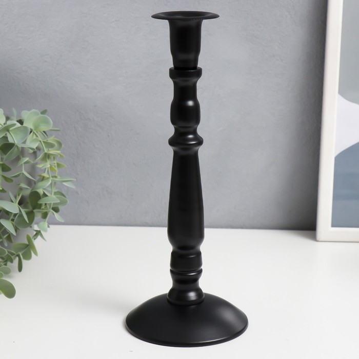 Подсвечник металл на 1 свечу Подсвечник металл на 1 свечу "Стильный" чёрный матовый 26х10х10 см