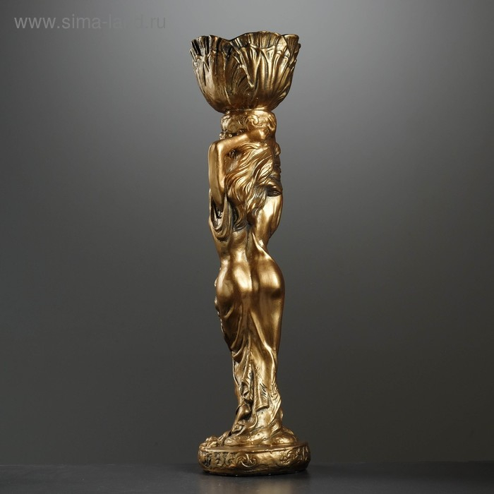 Фигура Фигура "Девушка стоя кашпо на голове средняя" бронза 21х80х21см