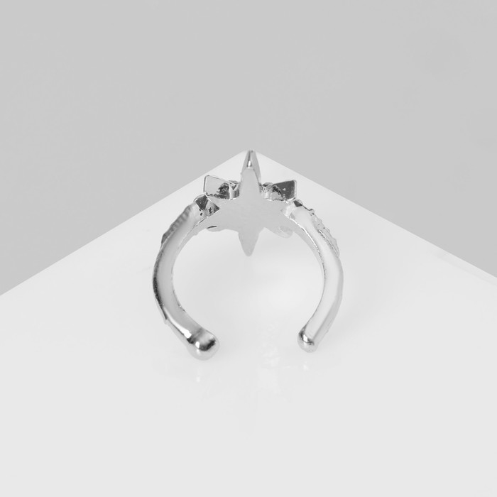 Серьга «Кафф» звезда со стразами, цвет белый в серебре Серьга «Кафф» звезда со стразами, цвет белый в серебре