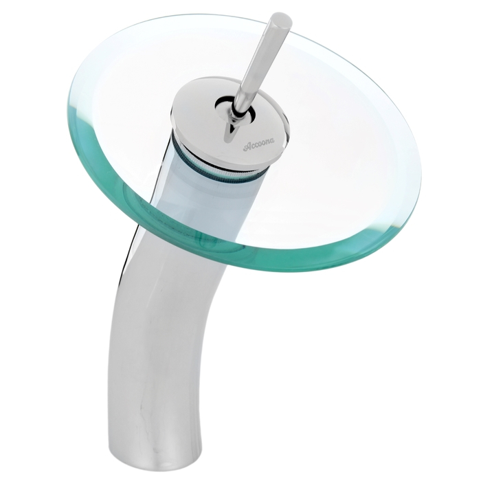 Смеситель для раковины Accoona A9190, однорычажный, водопад, стекло, хром Смеситель для раковины Accoona A9190, однорычажный, водопад, стекло, хром