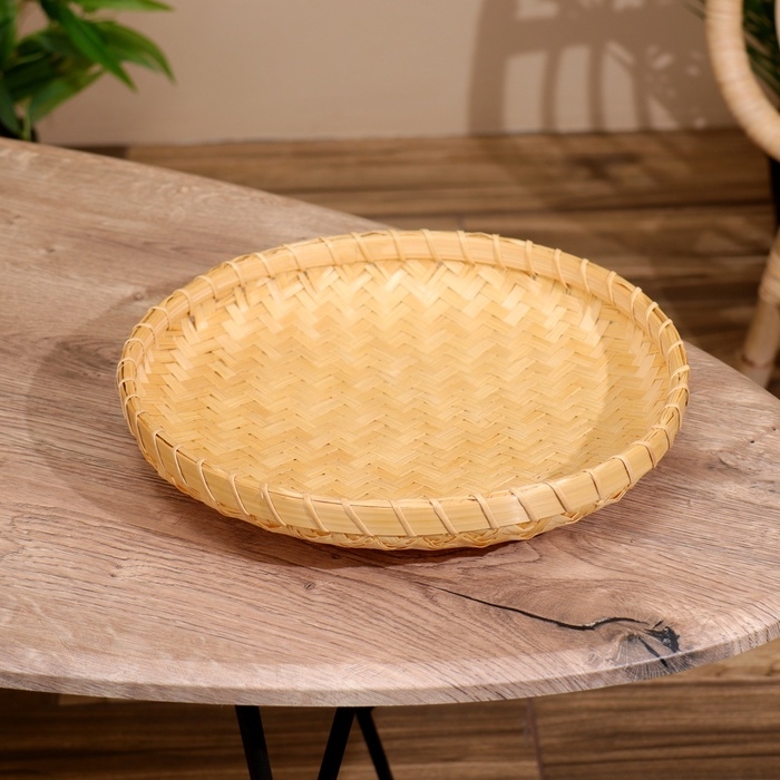 Поднос плетёный, из бамбука 30х30х2 см Поднос плетёный, из бамбука 30х30х2 см