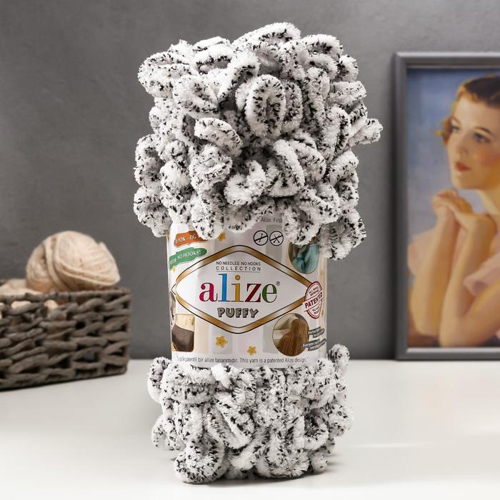 Пряжа Пряжа "Puffy" 100 % микрополиэстер 9м/100г (686 белый леопард)