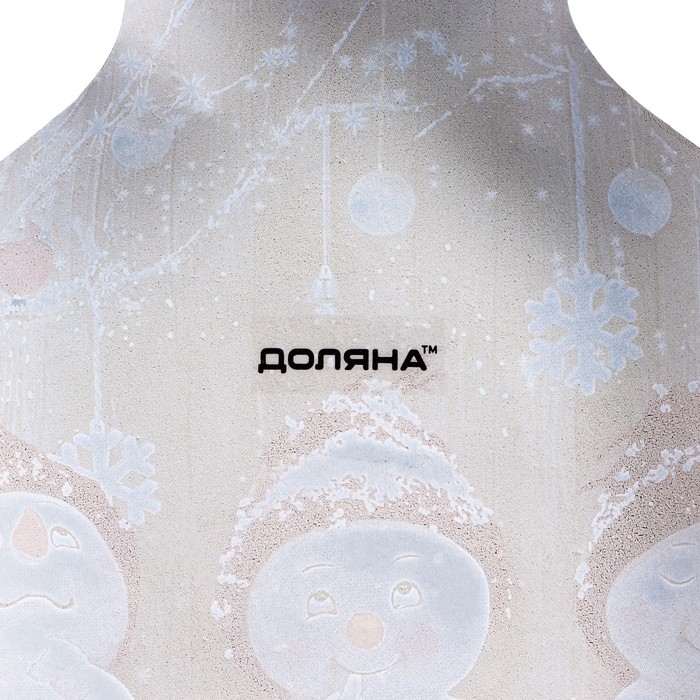 Блюдо новогоднее стеклянное сервировочное Доляна «Колокольчик. Снеговики мечтатели», 18×17 см