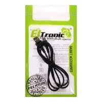 Кабель Eltronic Type-C - USB, 2.4 А, 1 м, зарядка + передача данных, пакет, черный