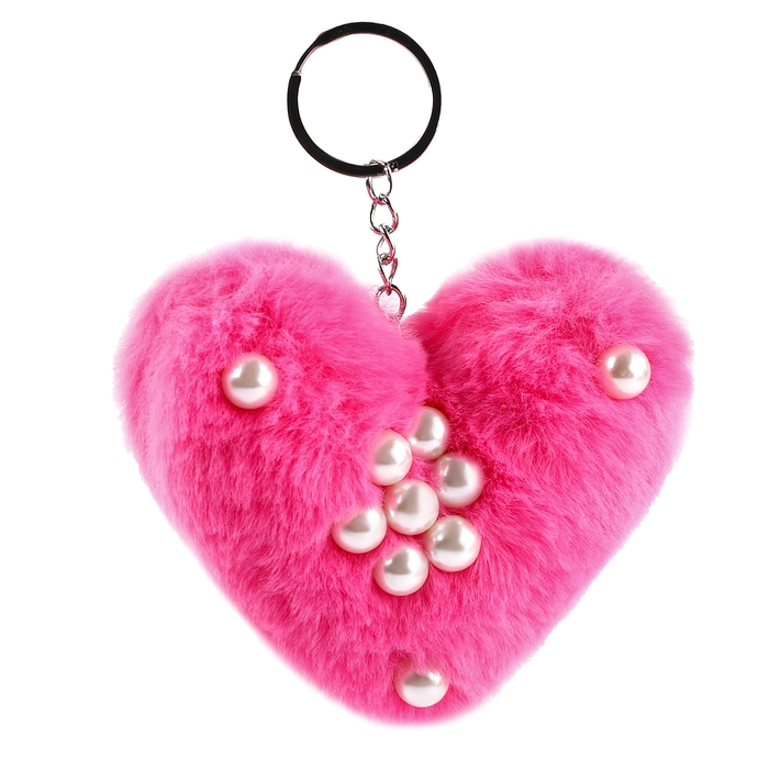 Мягкая игрушка «Сердечко» с бусинами, на брелоке, 10 см, цвет фуксия Мягкая игрушка «Сердечко» с бусинами, на брелоке, 10 см, цвет фуксия