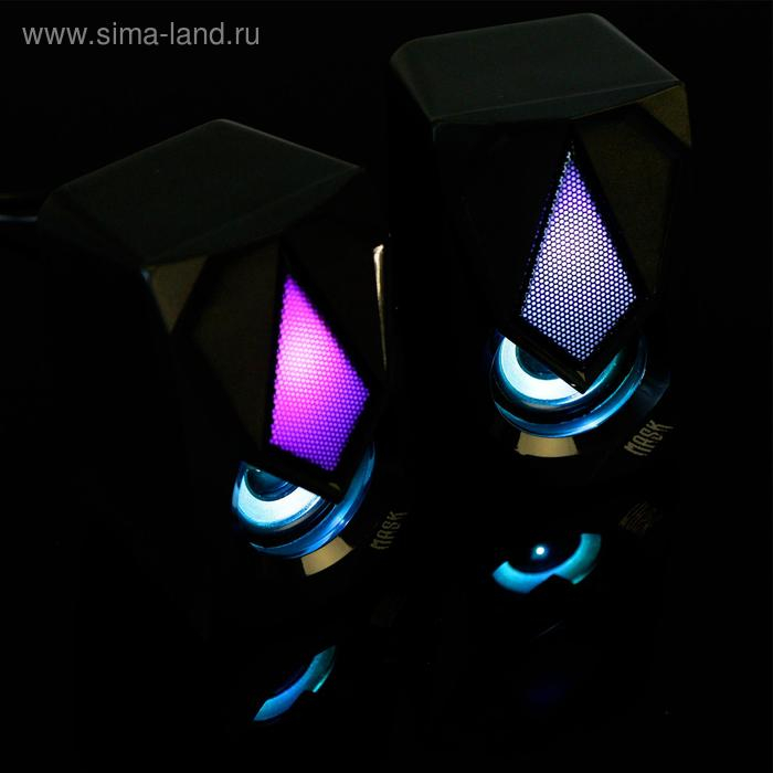 Компьютерные колонки 2.0 Qumo Mask AS004, 2х5 Вт, USB, RGB подсветка, чёрные Компьютерные колонки 2.0 Qumo Mask AS004, 2х5 Вт, USB, RGB подсветка, чёрные