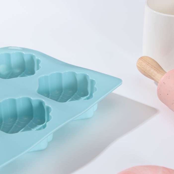 Форма для выпечки Доляна «Устрица», силикон, 30×17×2,6 см, 8 ячеек (7,2×6,2 см, цвет МИКС Форма для выпечки Доляна «Устрица», силикон, 30×17×2,6 см, 8 ячеек (7,2×6,2 см, цвет МИКС