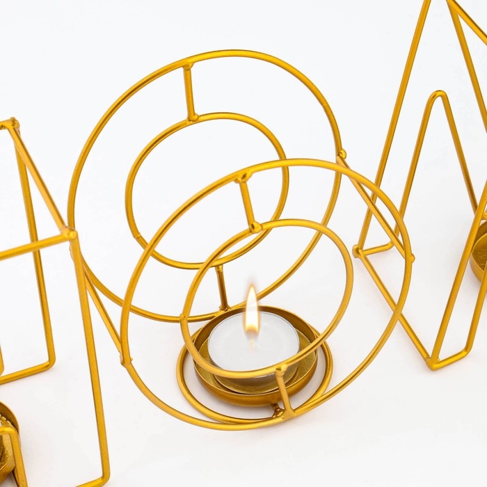 Подсвечник металлический настольный Подсвечник металлический настольный "Home", 13.5 х 42 см, золото