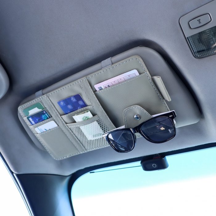 Органайзер на солнцезащитный козырек, 30×14.5 см, серый Органайзер на солнцезащитный козырек, 30×14.5 см, серый