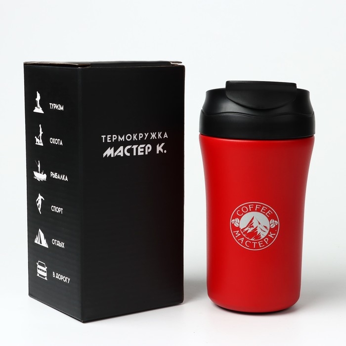 Термокружка, 400 мл, Coffee "Мастер К", сохраняет тепло 5 ч, красная