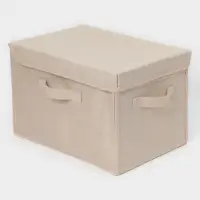 Короб стеллажный с крышкой LaDо́m, 38&times;26&times;24 см, бежевый, материал батист