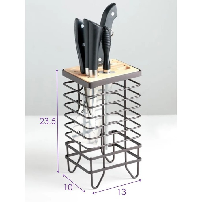 Подставка для ножей Доляна «Лофт», 13×10,5×23 см, цвет коричневый Подставка для ножей Доляна «Лофт», 13×10,5×23 см, цвет коричневый