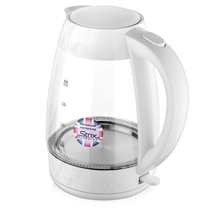 Чайник электрический BRAYER 1024BR-BK, стекло, 2 л, 2200 Вт, белый Чайник электрический BRAYER 1024BR-BK, стекло, 2 л, 2200 Вт, белый